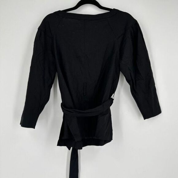 NWT Banana Republic Linen Tie Back Black Split Hem Blouse Small - Picture 10 of 15